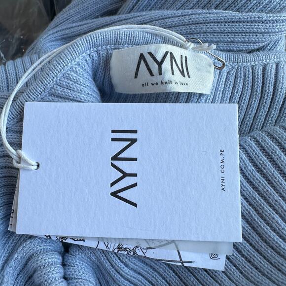 AYNI Milda Midi Ribbed Tank Dress Pastel Blue XS Bodycon Slit Designer $243 NEW - Picture 8 of 10